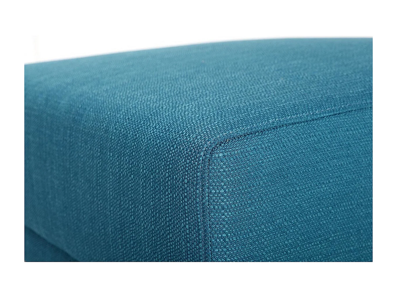 Pouf repose-pieds scandinave en tissu bleu canard et bois clair ULLA