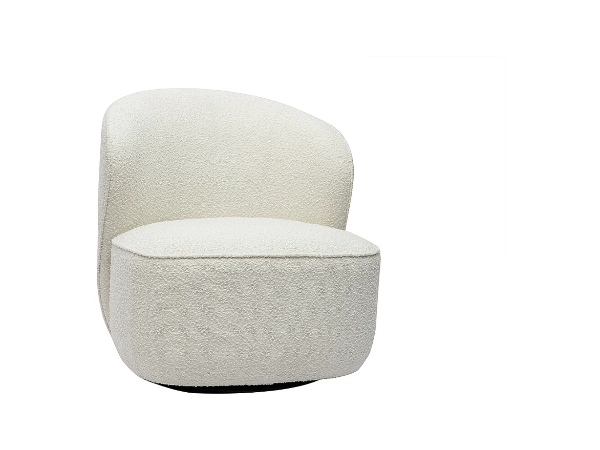 Fauteuil design pivotant en tissu effet laine bouclée blanc AMBER