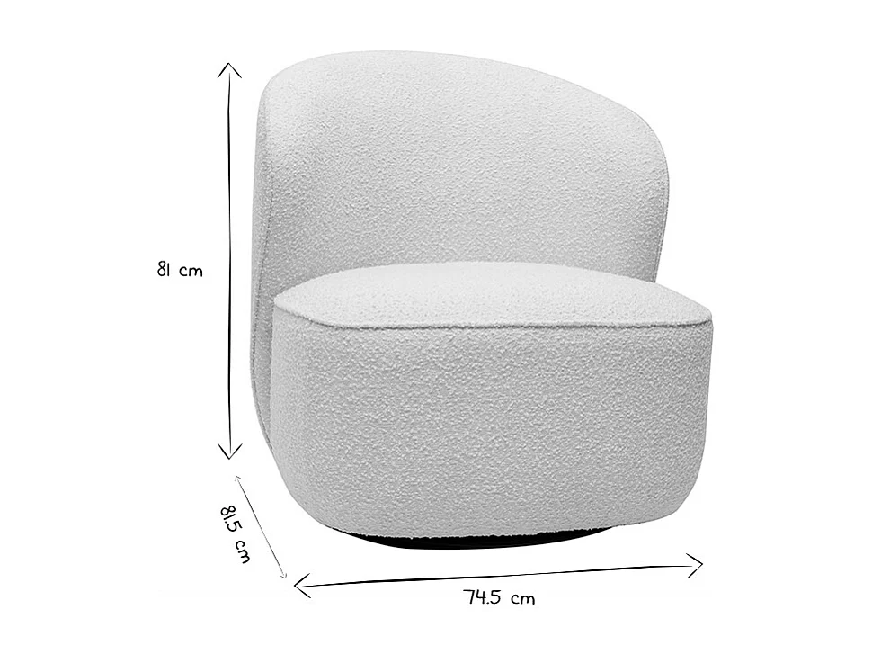 Sillón moderno giratorio de borreguillo blanco AMBER