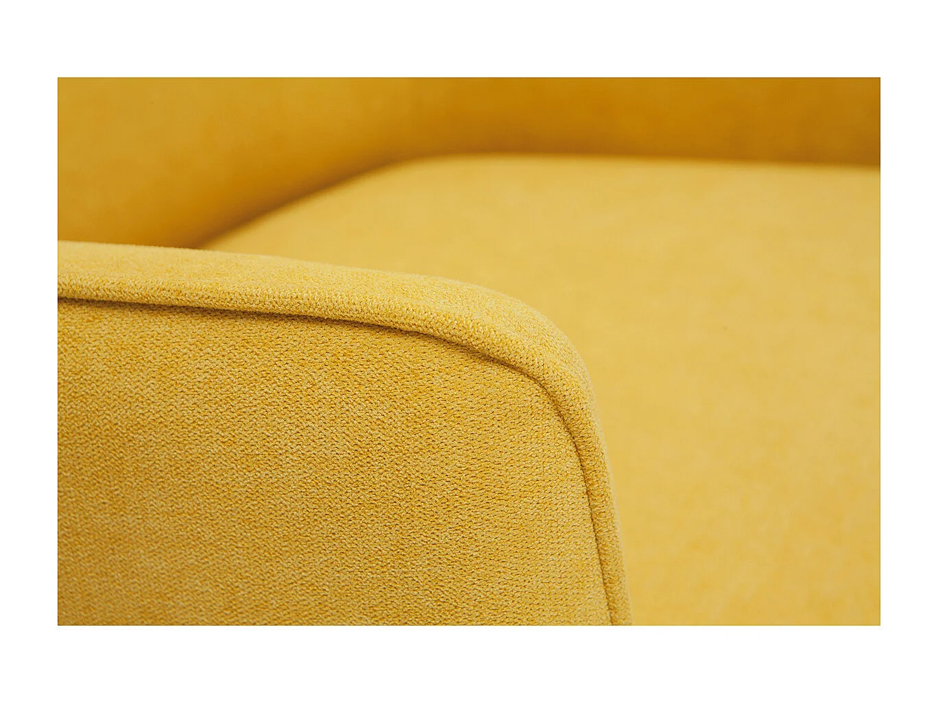 Fauteuil design en tissu effet velours jaune moutarde et métal noir LAURENS