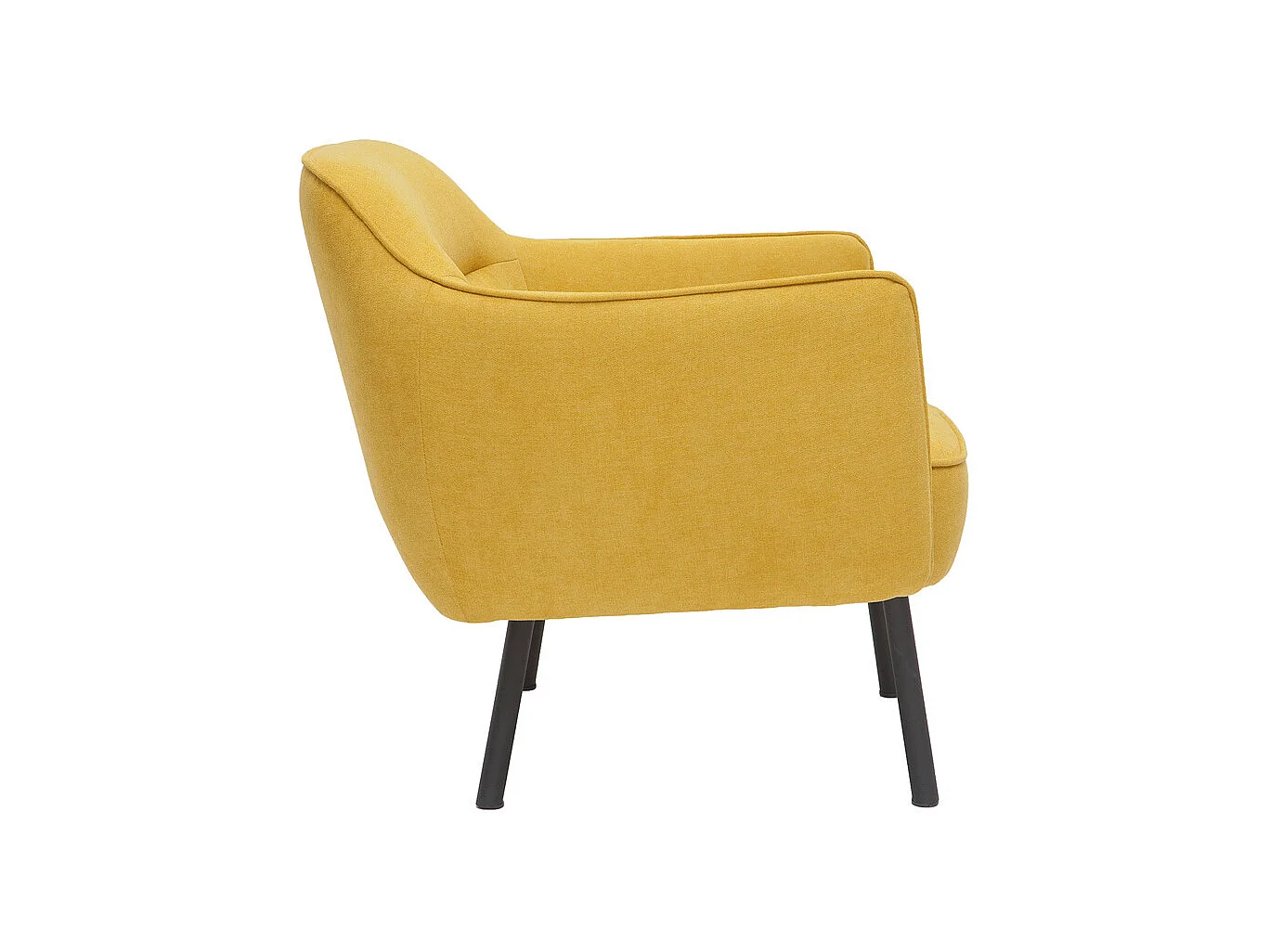 Fauteuil design en tissu effet velours jaune moutarde et métal noir LAURENS
