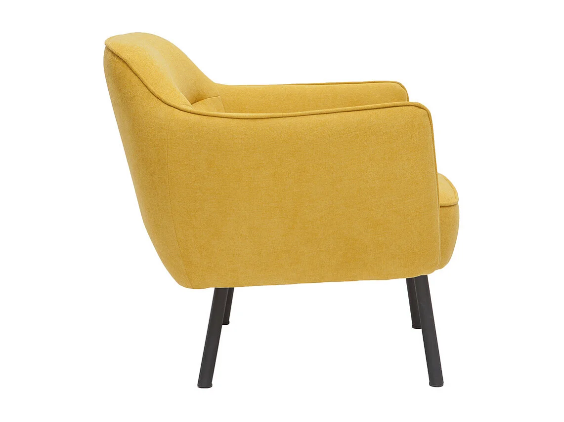 Sillón en tejido efecto terciopelo amarillo mostaza LAURENS