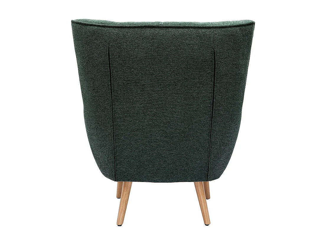 Fauteuil scandinave tissu effet velours texturé vert foncé et bois clair AVERY