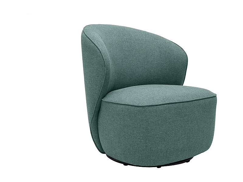Fauteuil design pivotant en tissu vert de gris AMBER