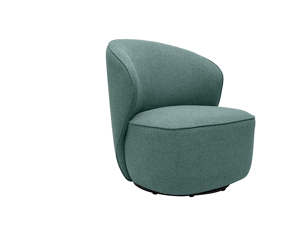 Fauteuil design pivotant en tissu vert de gris AMBER