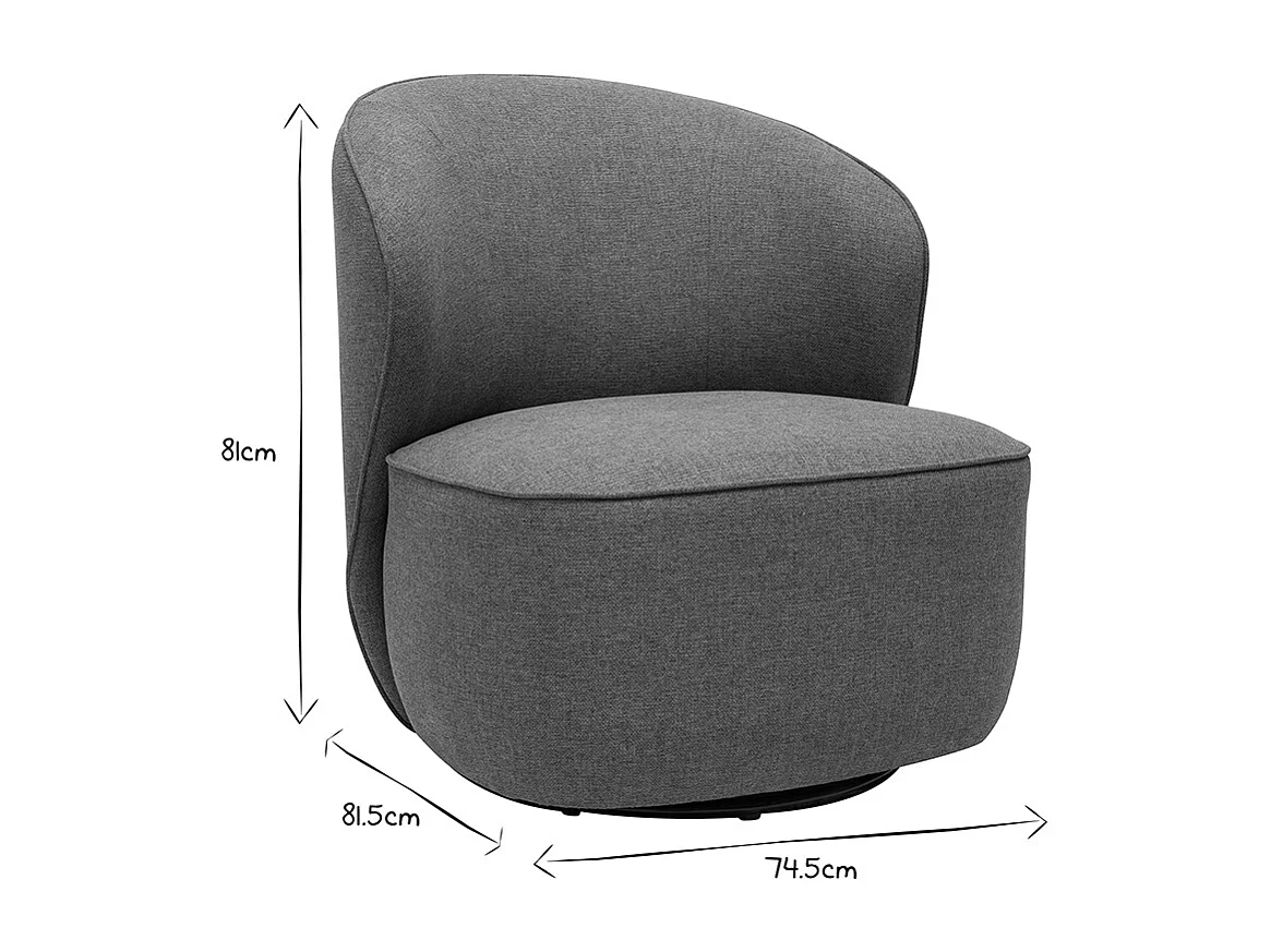 Sillón giratorio de diseño de tela verde grisáceo AMBER