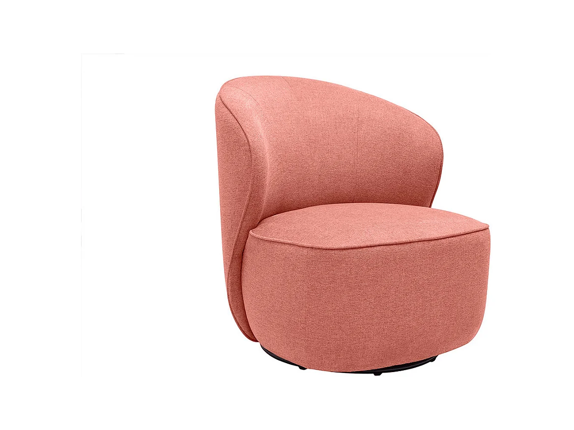 Fauteuil design pivotant en tissu effet velours texturé terracotta AMBER