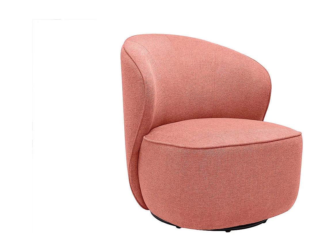 Fauteuil design pivotant en tissu effet velours texturé terracotta AMBER