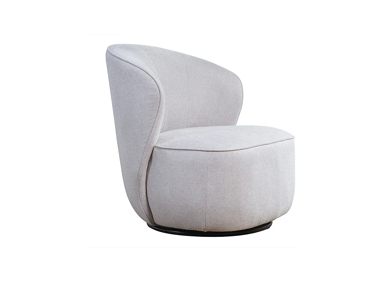 Fauteuil design pivotant en tissu effet velours texturé beige AMBER