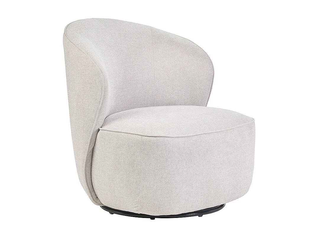 Fauteuil design pivotant en tissu effet velours texturé beige AMBER