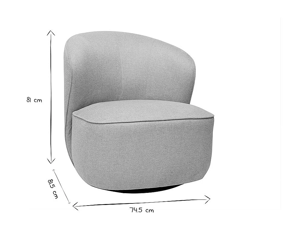 Fauteuil design pivotant en tissu effet velours texturé beige AMBER