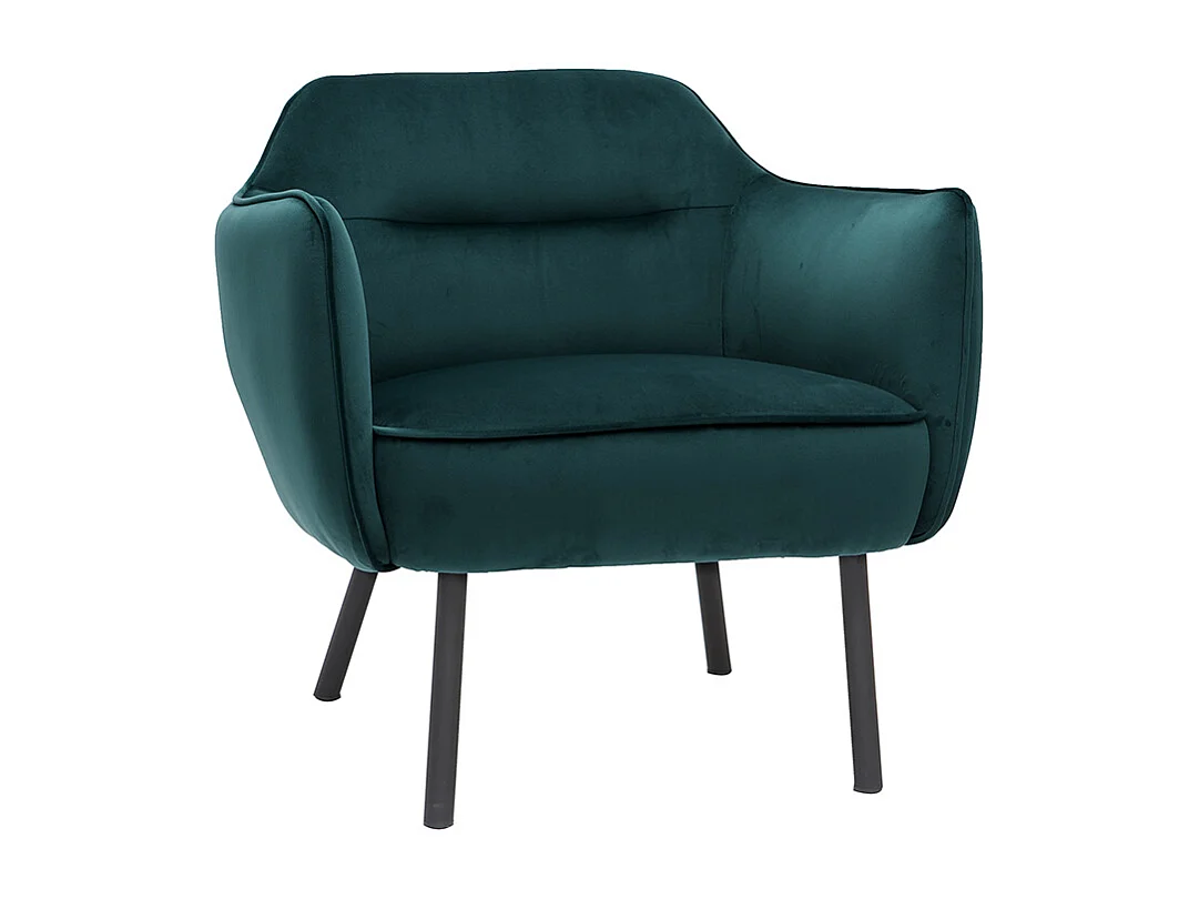 Sillón en tejido efecto terciopelo azul petróleo LAURENS