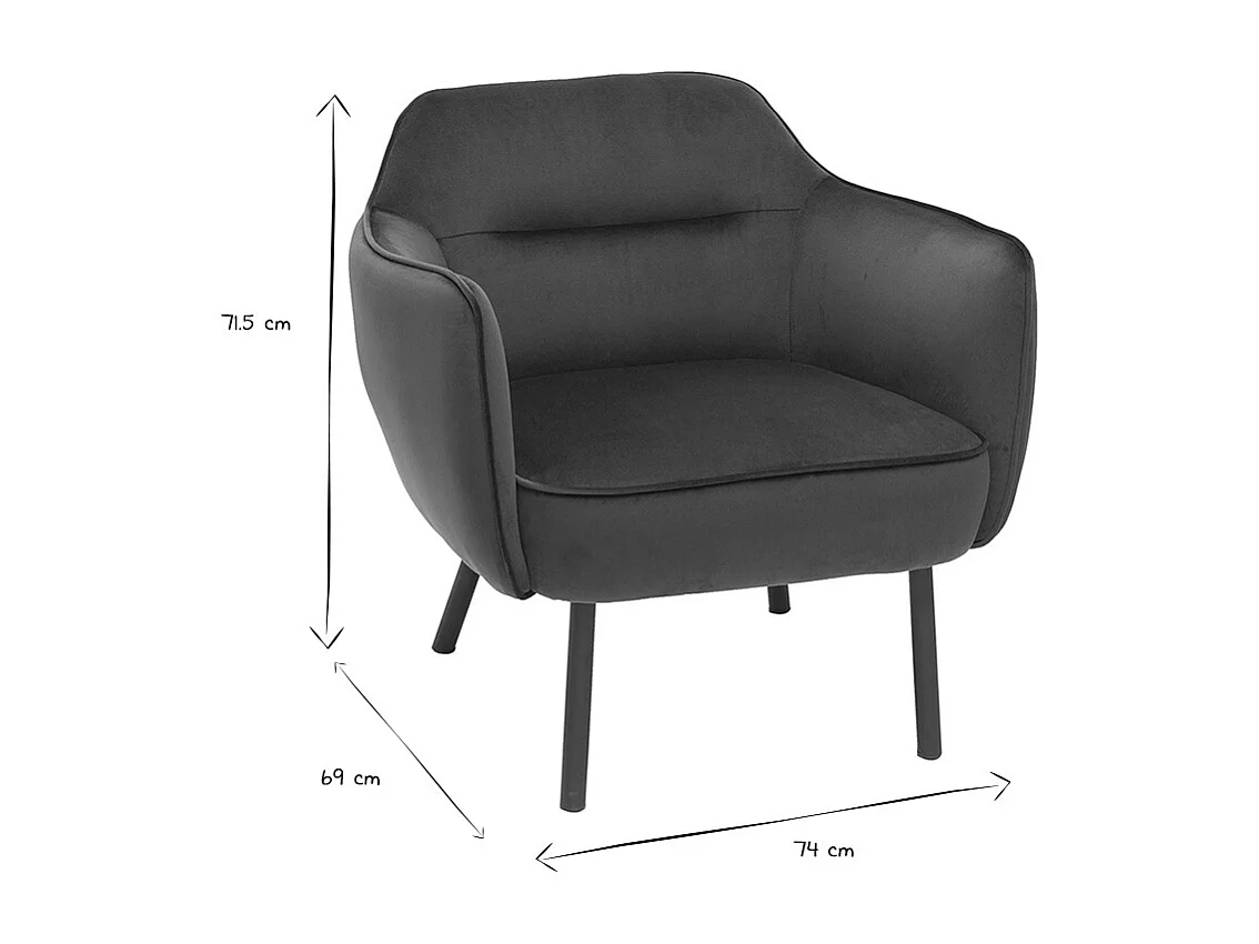 Sillón en tejido efecto terciopelo azul petróleo LAURENS
