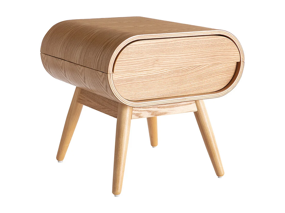 Table de chevet avec tiroir vintage bois clair (lot de 2) BJORG