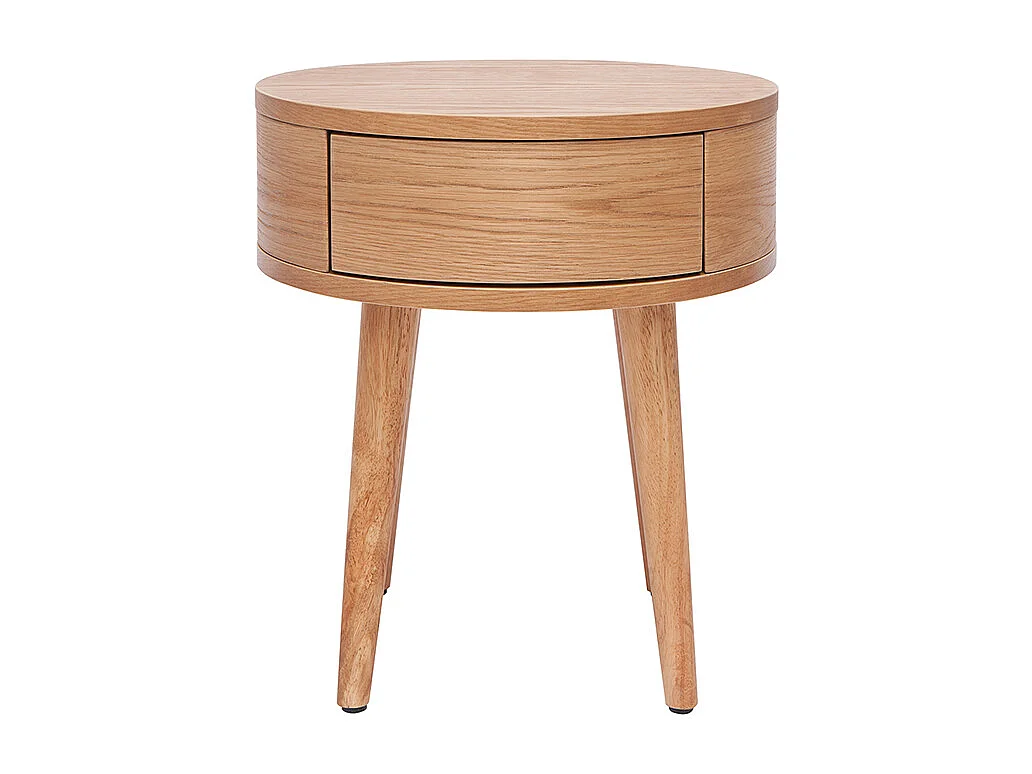 Set de 2 mesillas de noche redondas de madera clara con cajón JUDITH