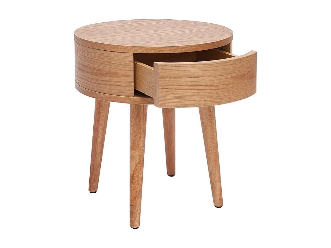 Set de 2 mesillas de noche redondas de madera clara con cajón JUDITH