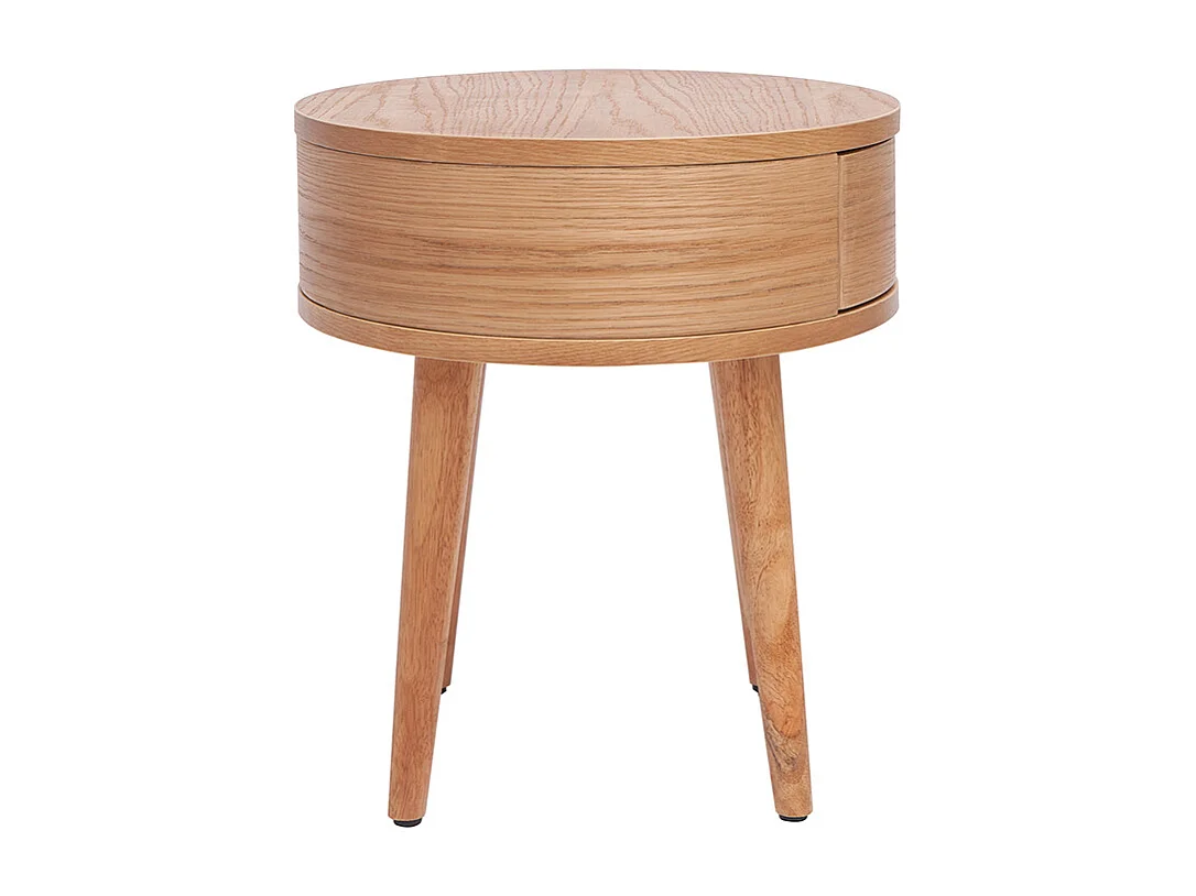 Set de 2 mesillas de noche redondas de madera clara con cajón JUDITH