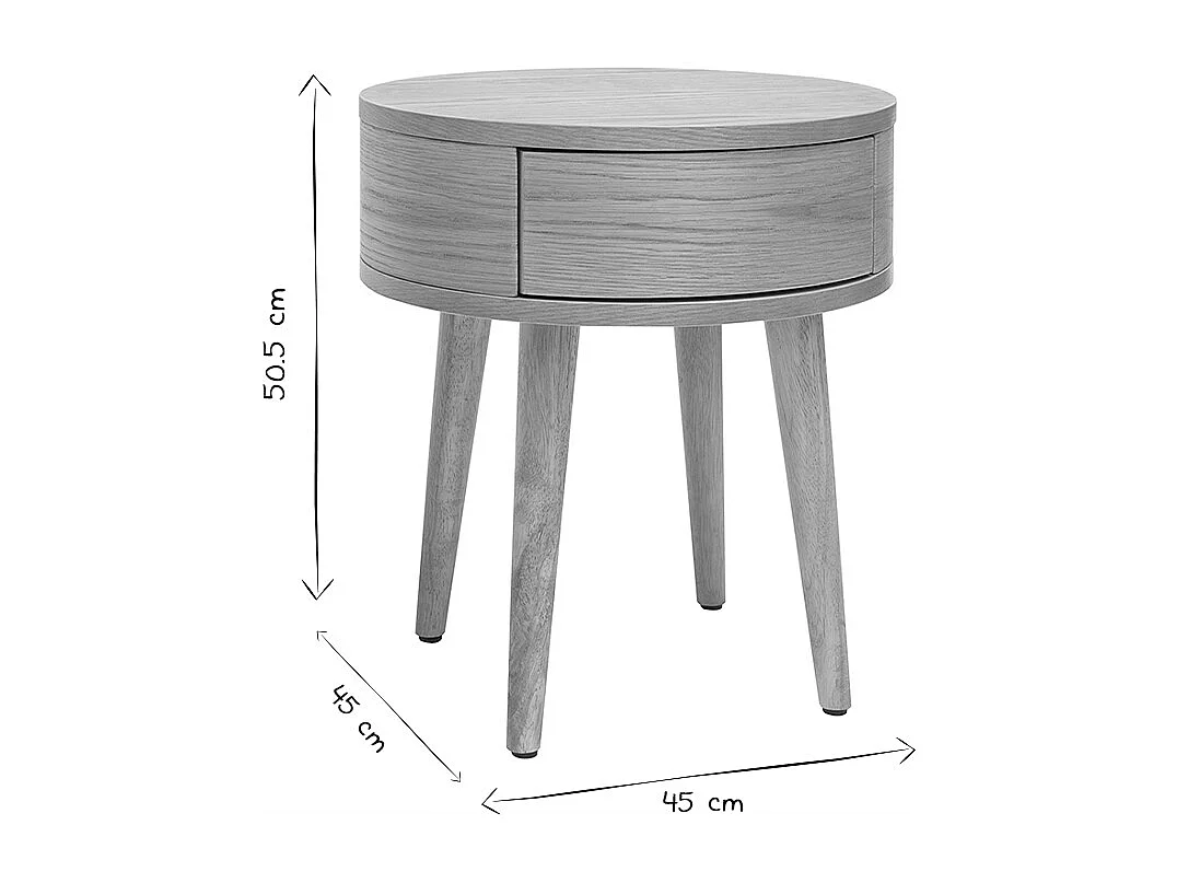 Set de 2 mesillas de noche redondas de madera clara con cajón JUDITH