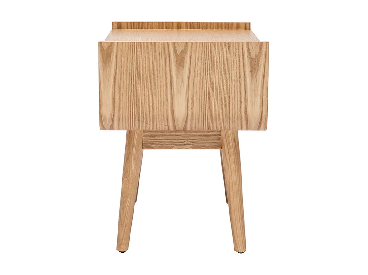 Table de chevet avec tiroir en bois clair frêne et cannage rotin ATHÈNE