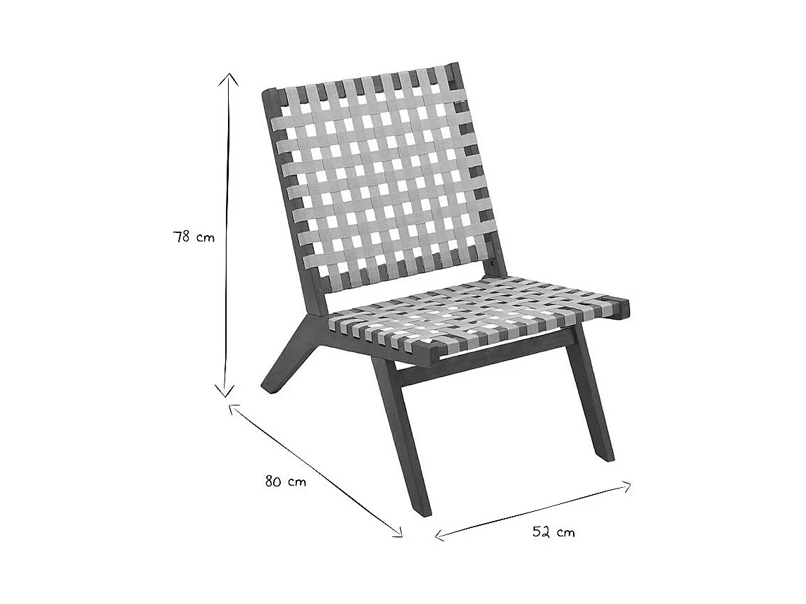 Sillón de jardín de madera maciza con cinchas beige LUCEA