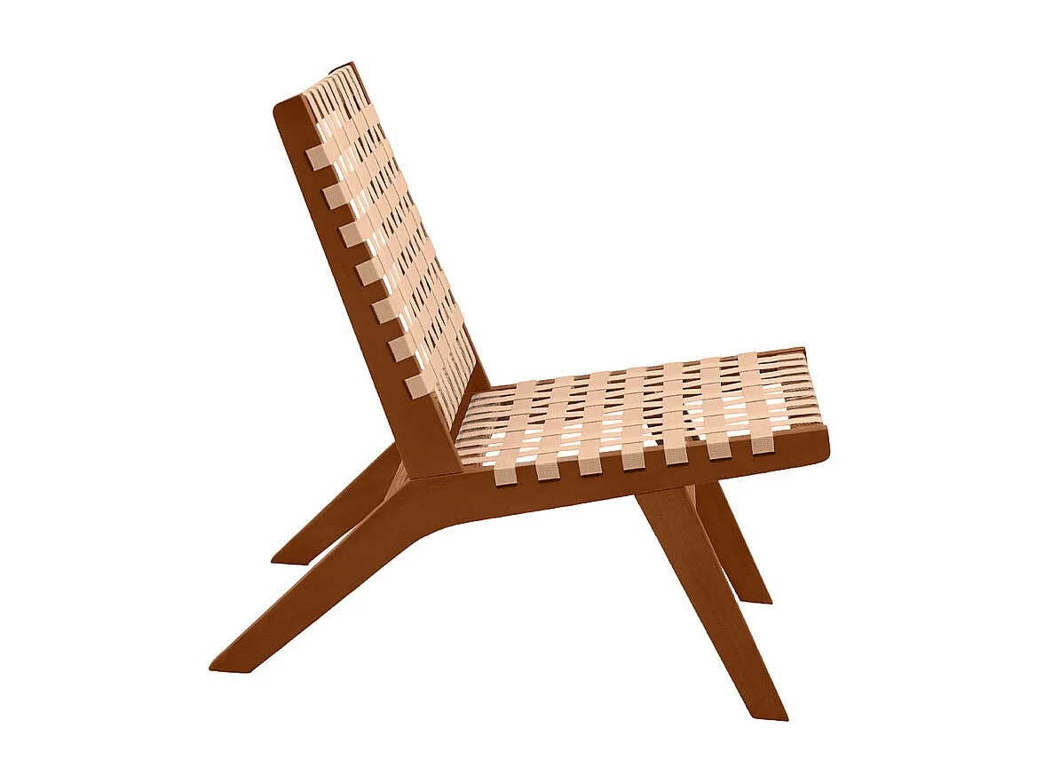 Sillón de jardín de madera maciza con cinchas beige LUCEA