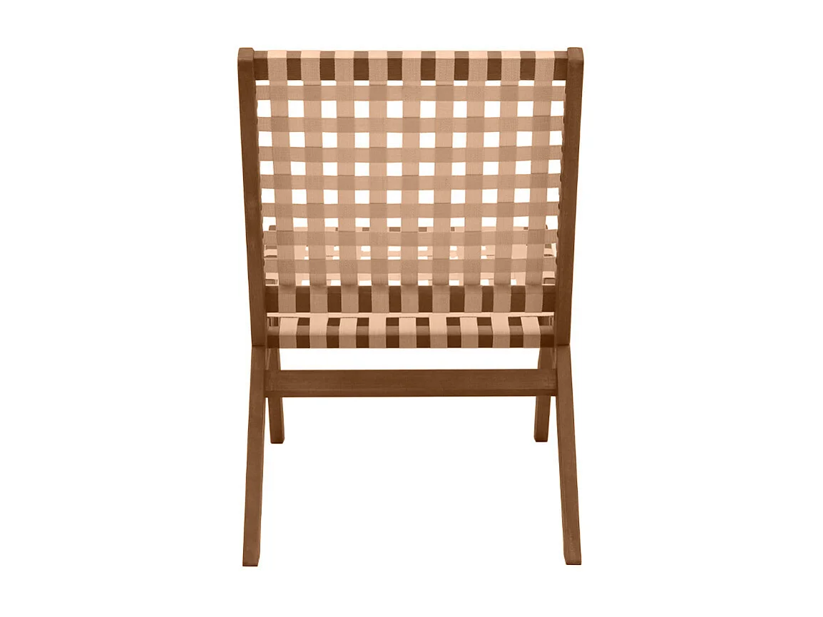 Poltrona da giardino in legno massello e strisce beige LUCEA