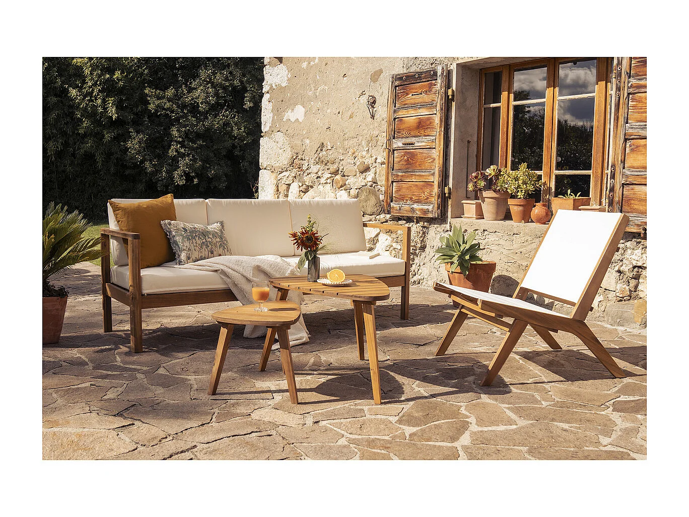 Lounge-Gartensessel aus Massivholz MALIBU