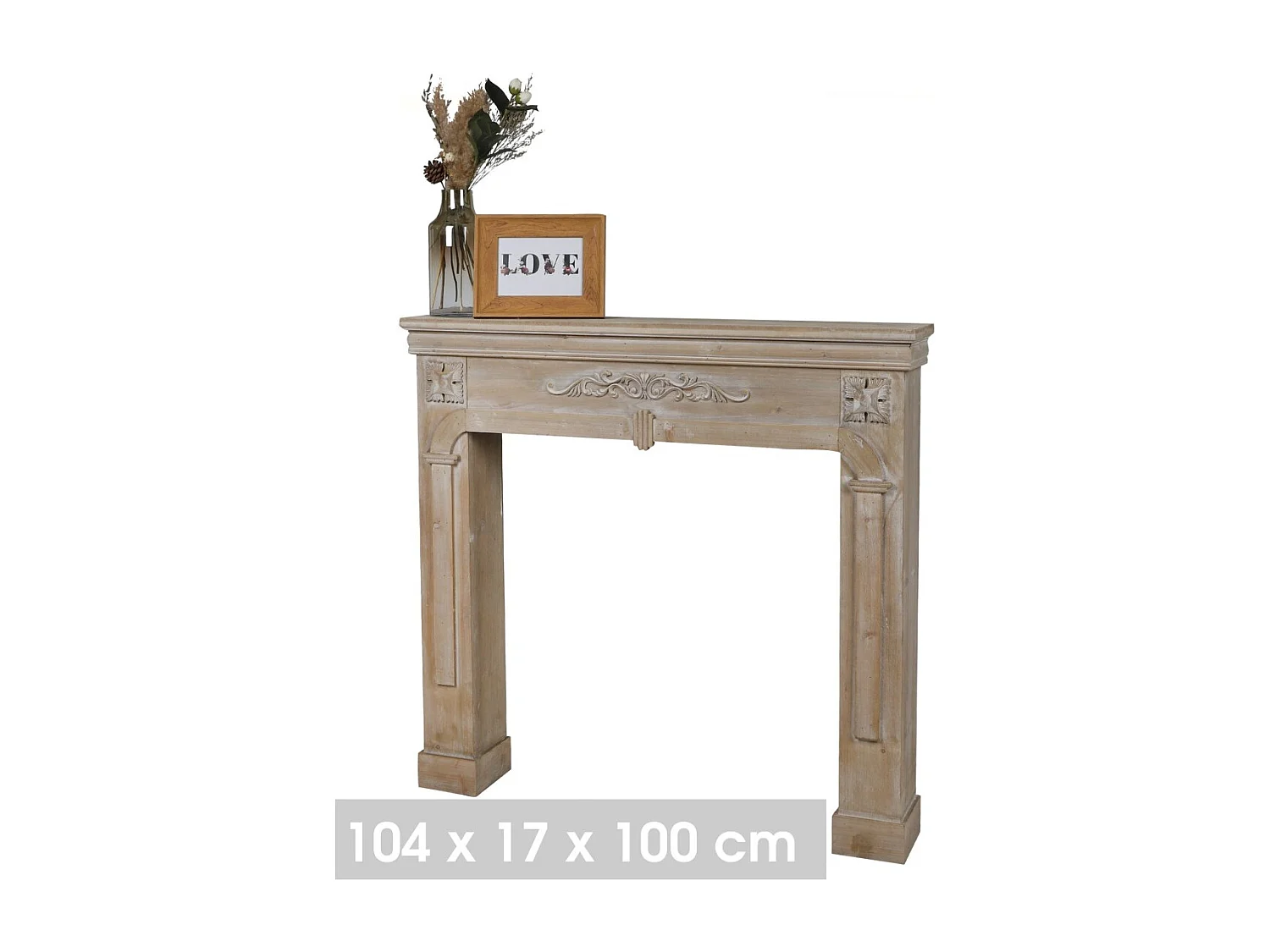 Manteau de cheminée décorative coloris chêne vieilli - dimensions 107x17xH100cm