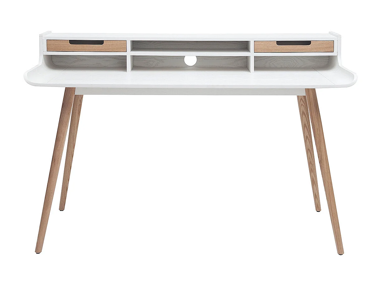 Scrivania scandinava in legno e bianco 2 cassetti L140 cm OPUS