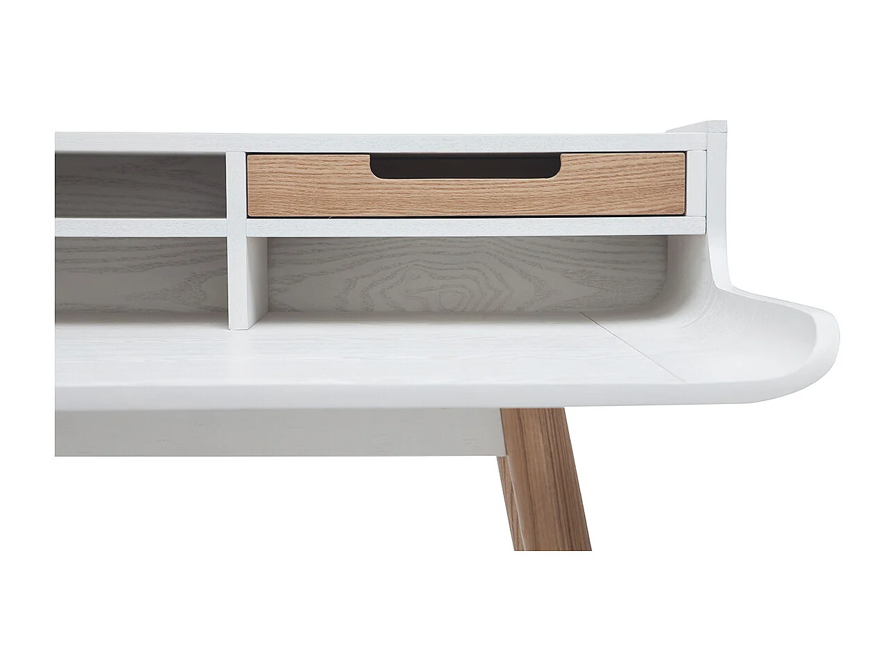 Scrivania scandinava in legno e bianco 2 cassetti L140 cm OPUS