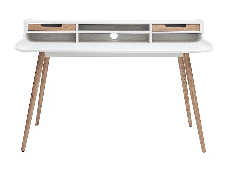Scrivania scandinava in legno e bianco 2 cassetti L140 cm OPUS