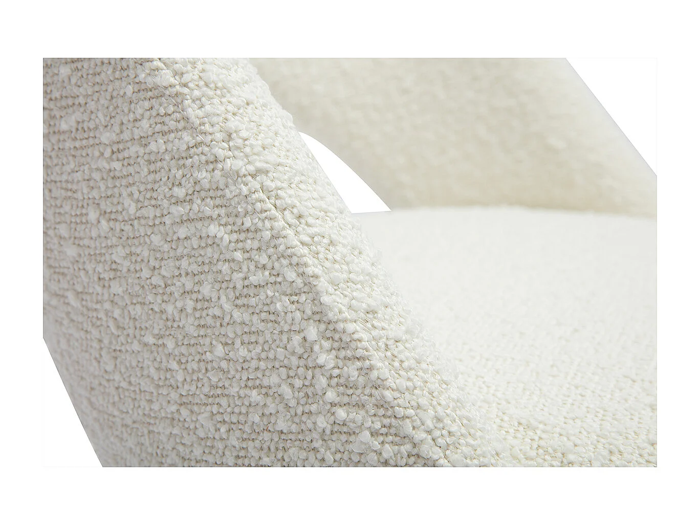 Design-Stühle aus Stoff mit Bouclé-Wolleffekt in Weiß und schwarzem Metall (2er-Set) COSETTE