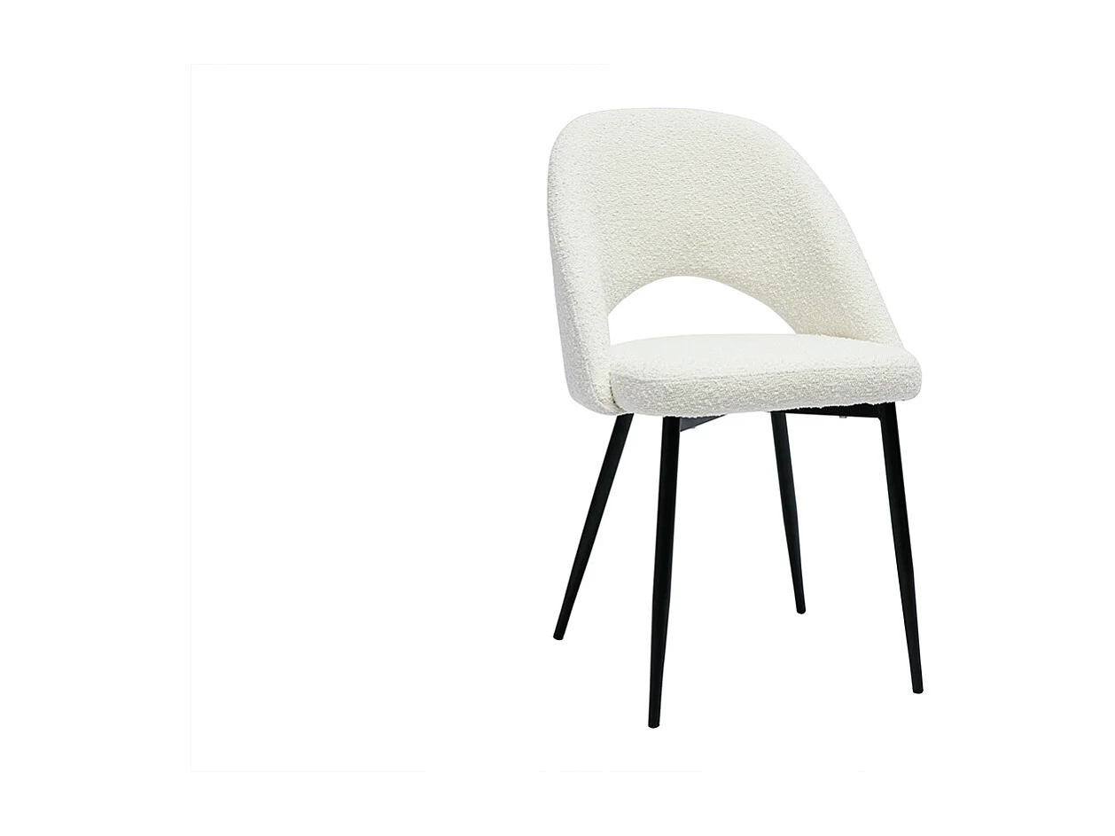 Set de 2 sillas de diseño de tela efecto borreguillo blanco y metal negro COSETTE