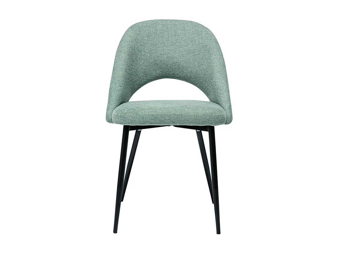 Chaises vintage en tissu effet velours texturé vert céladon et métal noir (lot de 2) COSETTE