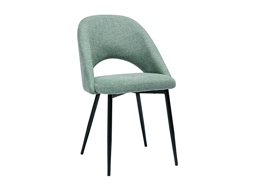 Chaises vintage en tissu effet velours texturé vert céladon et métal noir (lot de 2) COSETTE
