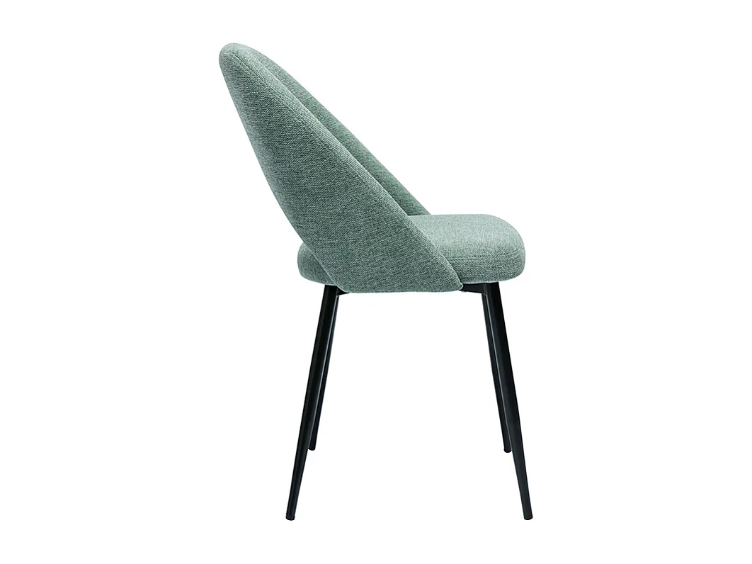 Chaises vintage en tissu effet velours texturé vert céladon et métal noir (lot de 2) COSETTE