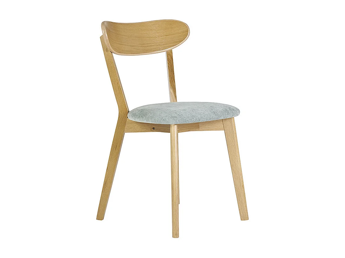 Set de 2 sillas vintage de madera de roble claro y tela efecto aterciopelado verde celadón DOVE