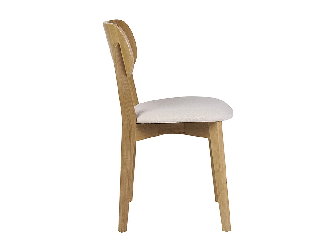 Chaises vintage en bois clair chêne et tissu effet laine bouclée blanc (lot de 2) LUCIA