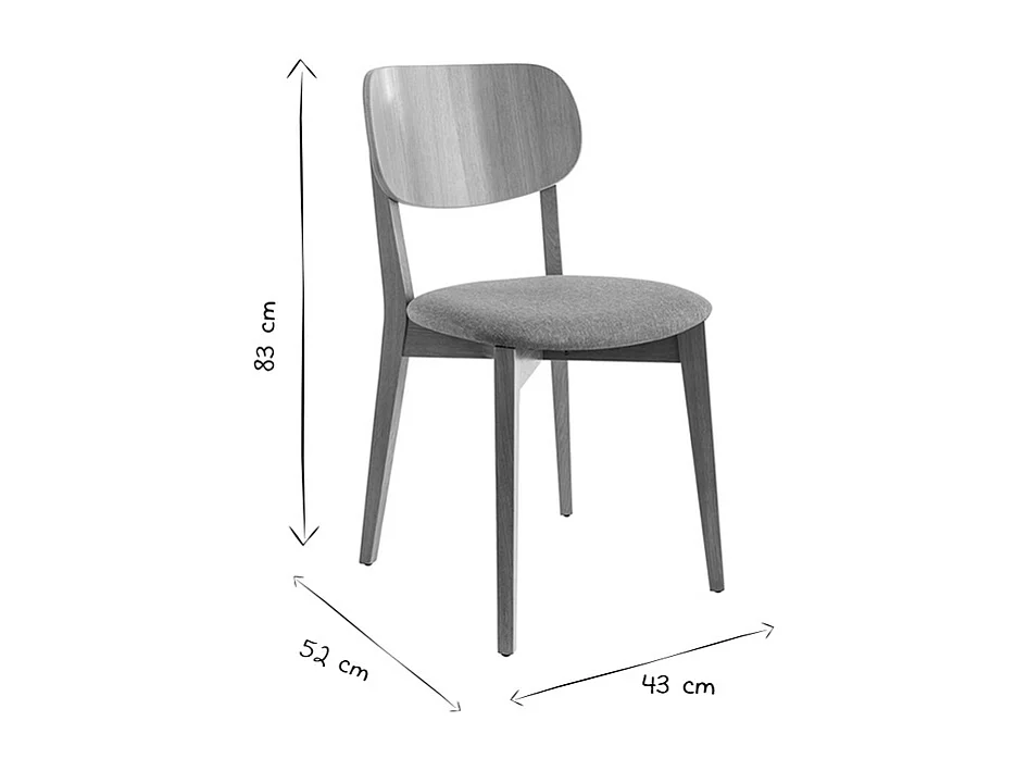 Chaises vintage en bois clair chêne et tissu effet laine bouclée blanc (lot de 2) LUCIA