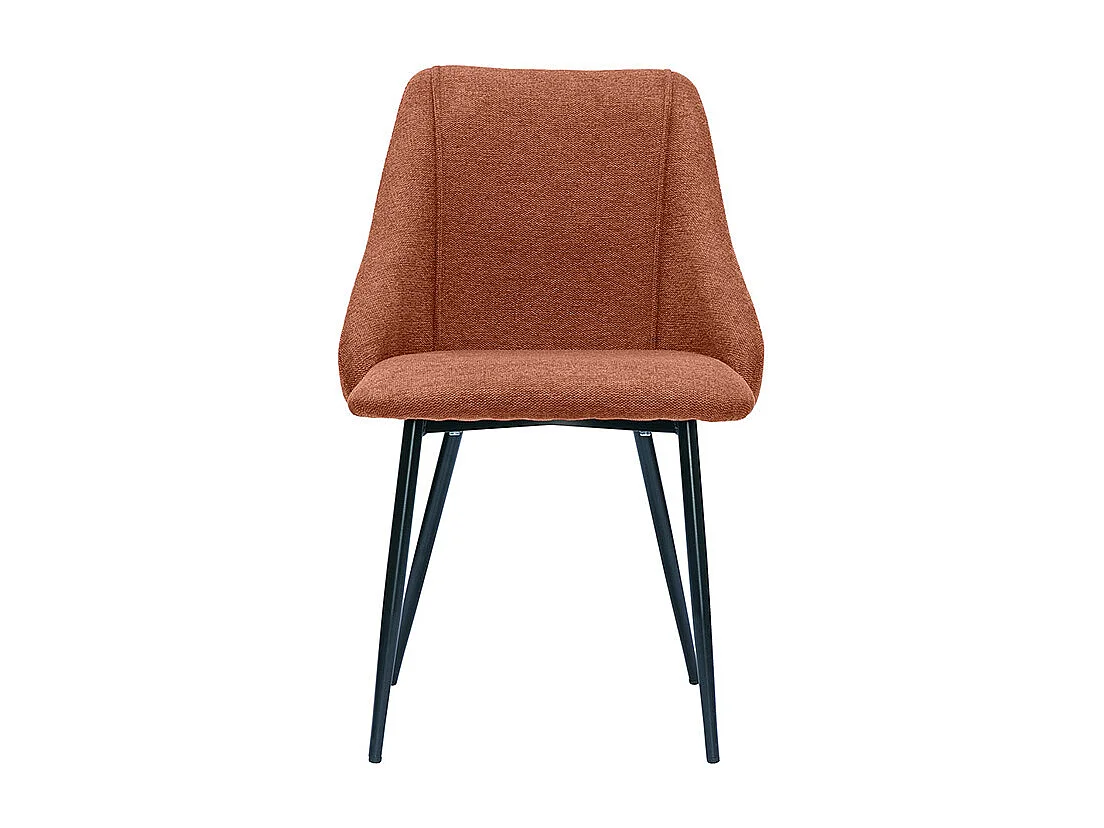 Chaises en tissu effet velours texturé terre brûlée et métal noir (lot de 2) HIGGINS