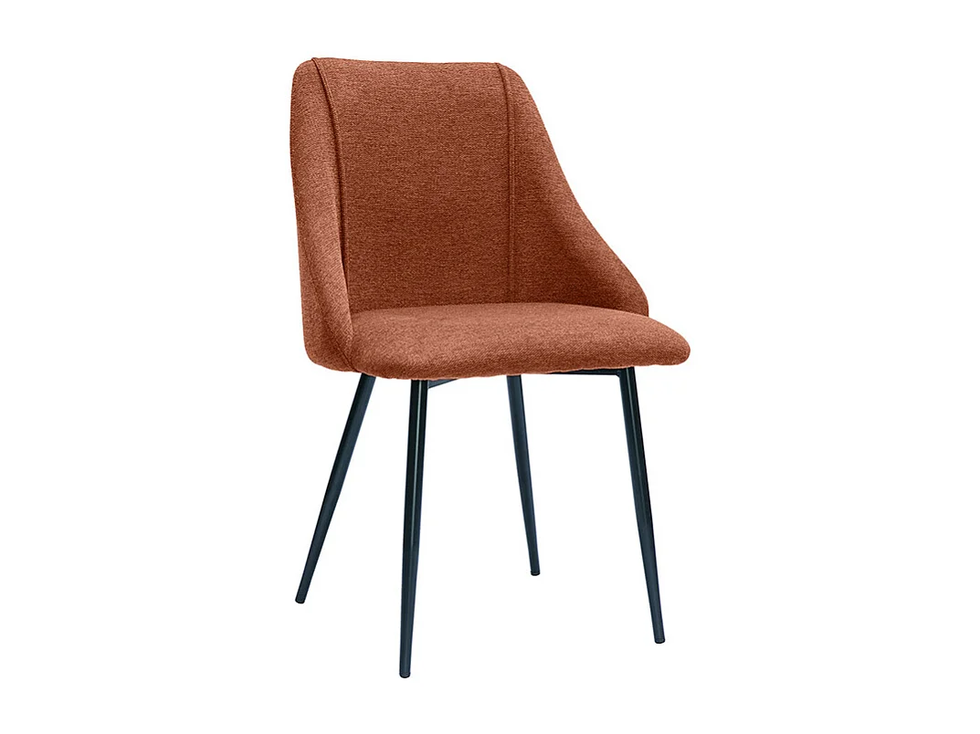 Chaises en tissu effet velours texturé terre brûlée et métal noir (lot de 2) HIGGINS