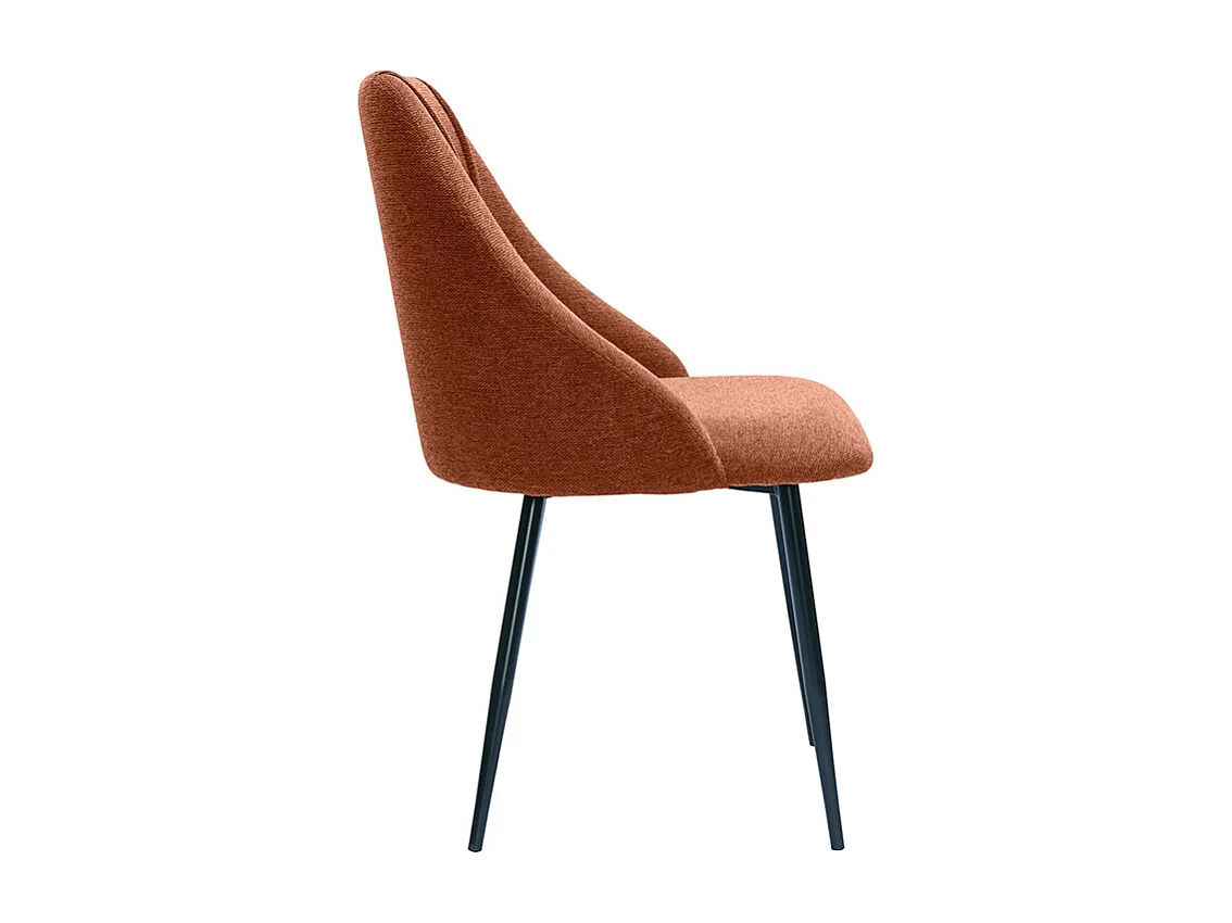 Chaises en tissu effet velours texturé terre brûlée et métal noir (lot de 2) HIGGINS