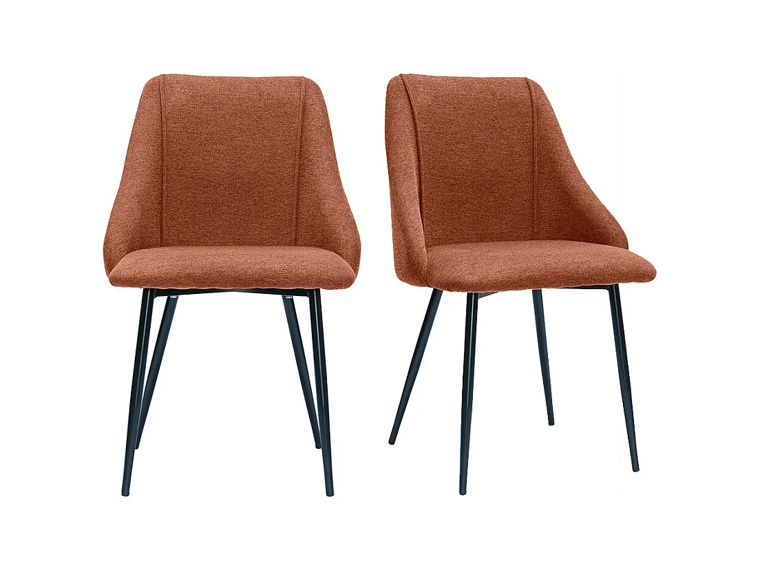 Stühle aus Stoff mit strukturiertem Samteffekt in Rostbraun und schwarze Metallfüße (2er-Set) HIGGINS