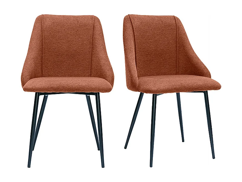 Chaises en tissu effet velours texturé terre brûlée et métal noir (lot de 2) HIGGINS