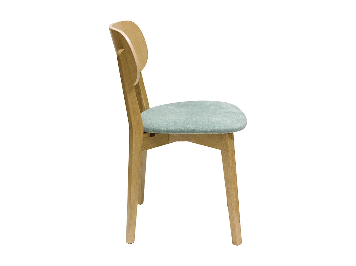 Set de 2 sillas vintage de madera de roble claro y tela efecto aterciopelado verde celadón LUCIA