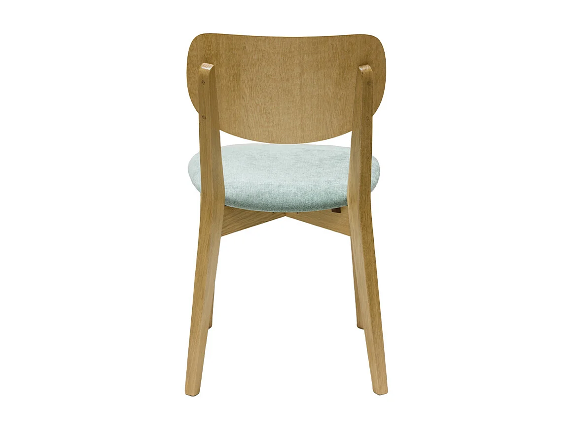 Set de 2 sillas vintage de madera de roble claro y tela efecto aterciopelado verde celadón LUCIA