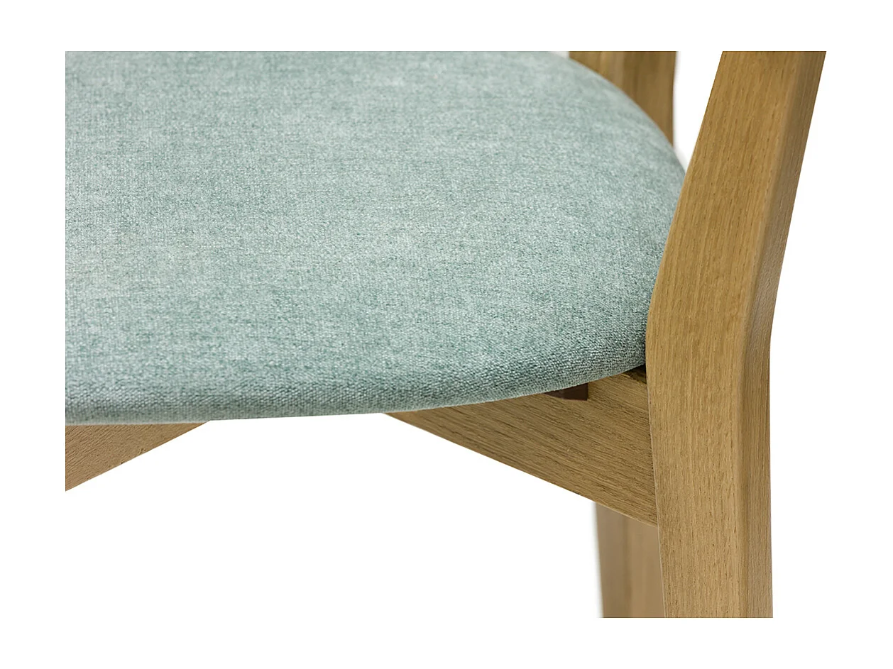 Set de 2 sillas vintage de madera de roble claro y tela efecto aterciopelado verde celadón LUCIA