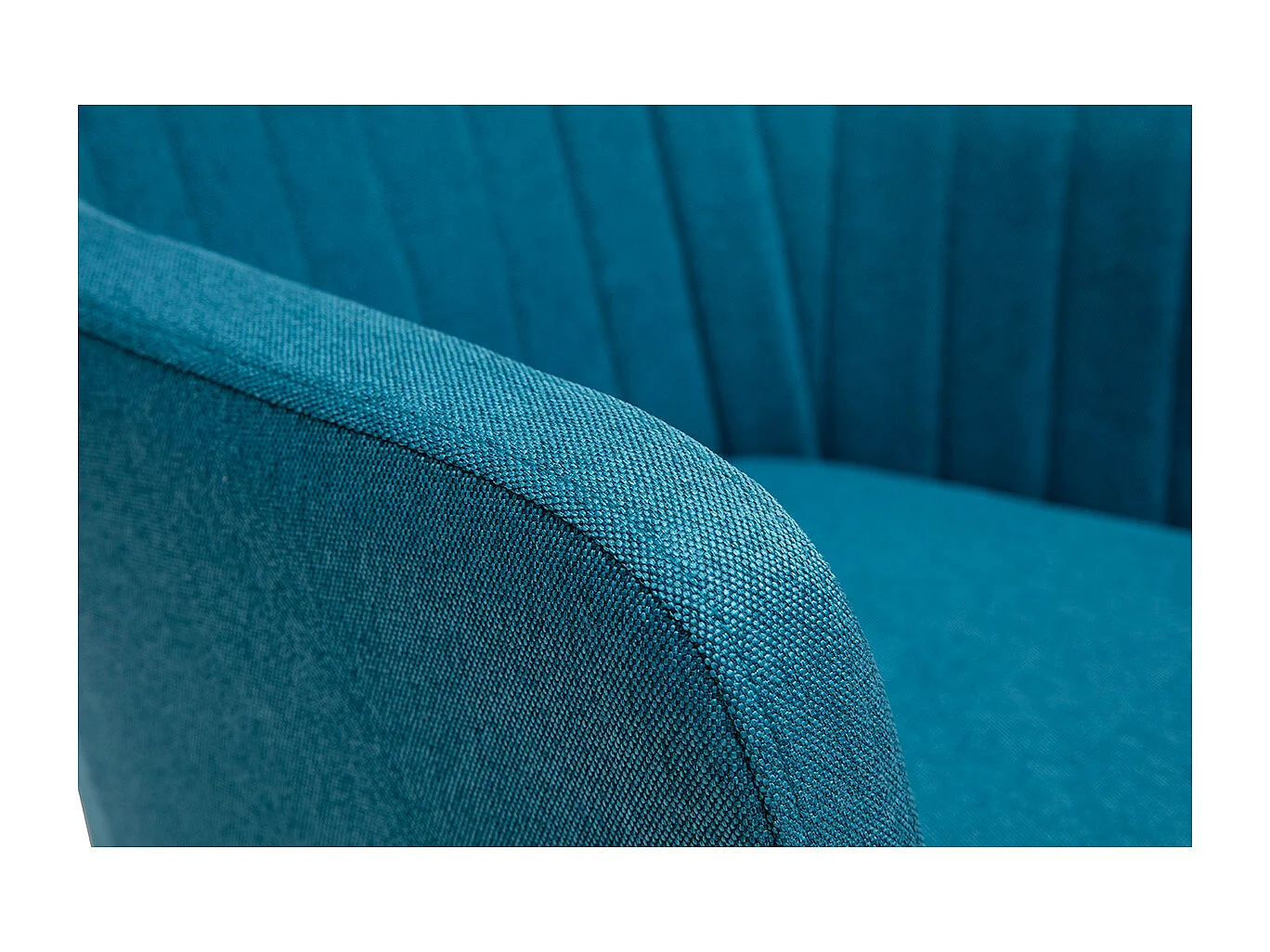 Chaise scandinave en tissu bleu canard et bois clair ALEYNA