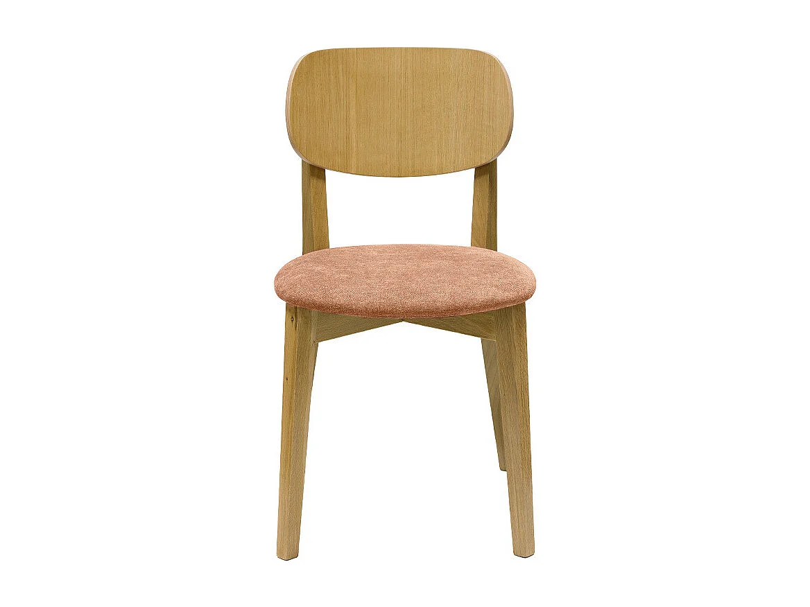 Vintage-Stühle aus hellem Holz mit Eichenfurnier und Stoff mit strukturiertem Samteffekt in Terracotta (2er-Set) LUCIA