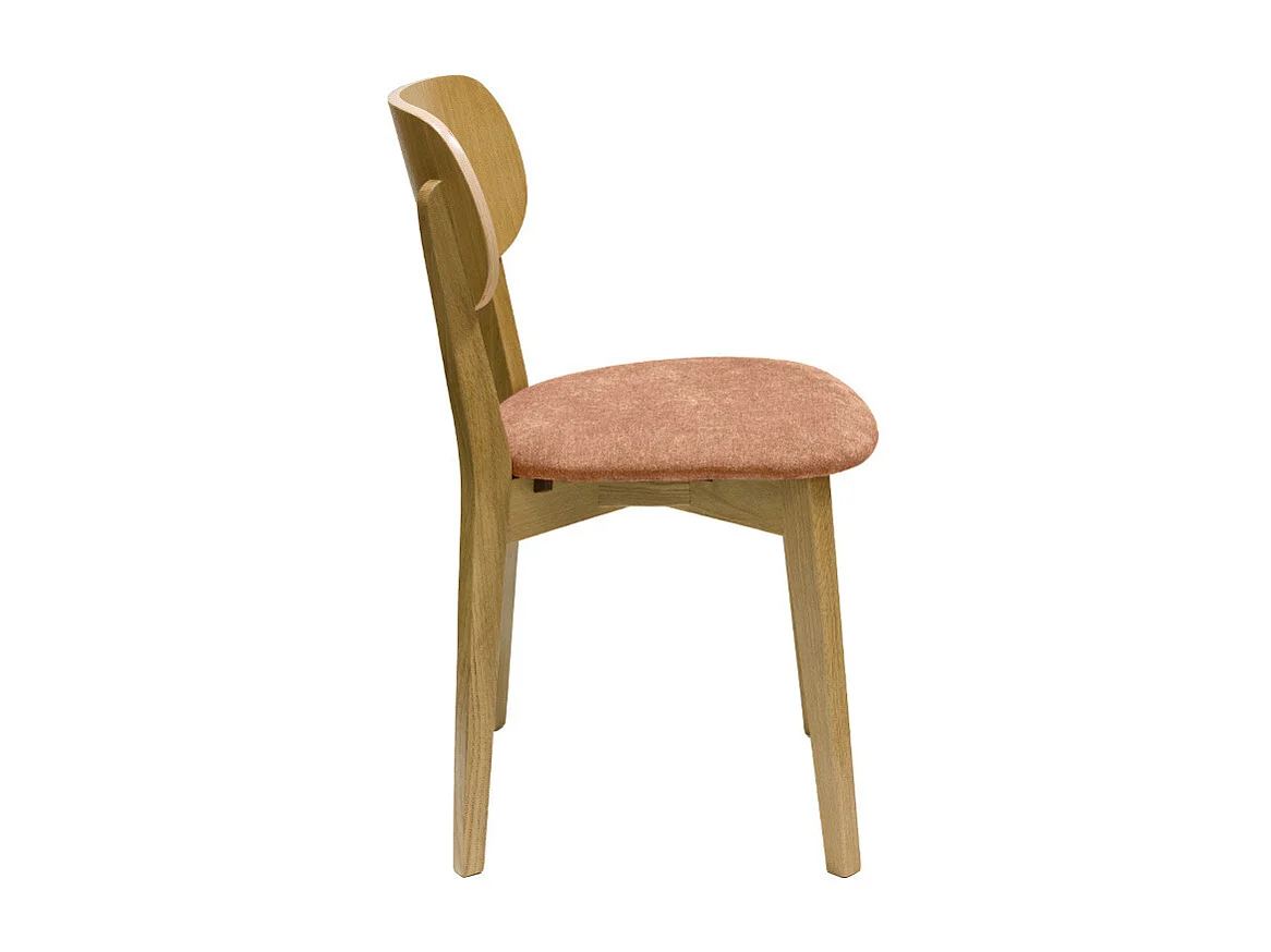 Vintage-Stühle aus hellem Holz mit Eichenfurnier und Stoff mit strukturiertem Samteffekt in Terracotta (2er-Set) LUCIA